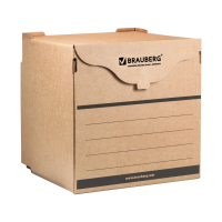 Нарушена упаковка! <199255> Короб архивный (330х310х340 мм) фронтальная загрузка для регистраторов/накопителей, липучка, гофрокартон, BRAUBERG, 122033 (122033)