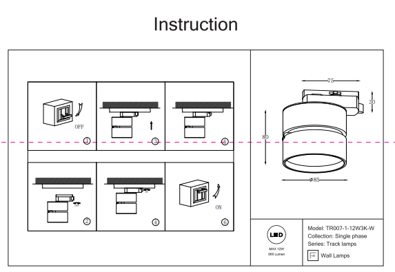 Накладной светильник Maytoni Technical ONDA TR007-1-12W3K-W 