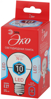 Светодиодная лампа E27 10W 4000К (белый) Эра ECO LED A60-10W-840-E27 (Б0028005)