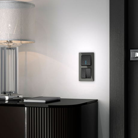 Выключатель проходной одноклавишный с подсветкой без рамки Werkel Hammer черный W1212108