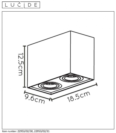 22953/02/30 Потолочный точечный светильник Lucide Tube 