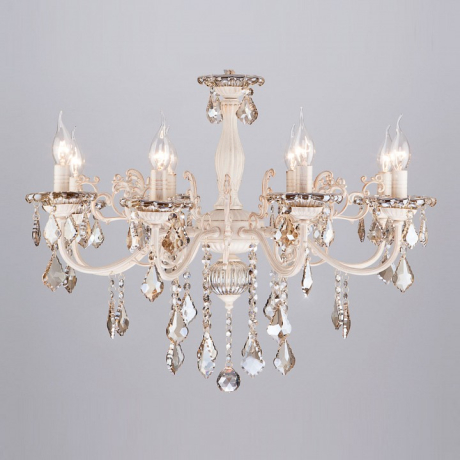 Подвесная люстра Eurosvet Elisha 3281/8 белый с золотом/тонированный хрусталь Strotskis 