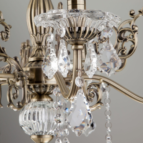 Подвесная люстра Eurosvet Elisha 3281/5 античная бронза/прозрачный хрусталь Strotskis 