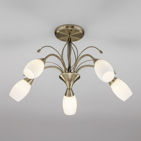 30280/5 античная бронза античная бронза Потолочная люстра со стеклянными плафонами Eurosvet Ginevra 