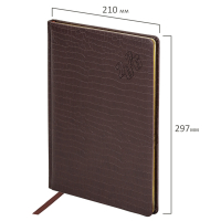 Нарушена упаковка!  <795161> Еженедельник датированный 2026 БОЛЬШОЙ ФОРМАТ 210х297 мм, А4 BRAUBERG "Comodo", под кожу, коричневый, 117152
