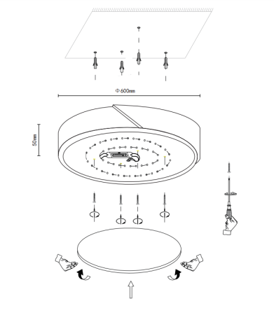 Поточный светильник с пультом ДУ Velante 445-667-01 