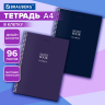 Нарушена упаковка! <797144> Тетрадь А4, 96 л., BRAUBERG, гребень, клетка, матовая ламинация, "NoteBookMono" (микс в спайке), 405315