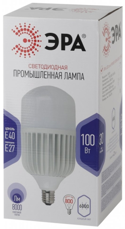 Лампа светодиодная ЭРА E40 100W 6500K матовая LED POWER T160-100W-6500-E27/E40 Б0032090 