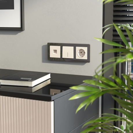 Выключатель одноклавишный проходной с подсветкой (айвори матовый) W1112162 Werkel 