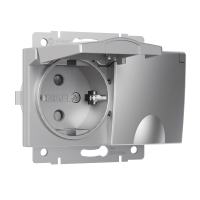 Розетка двойная влагозащищенная с заземлением и со шторками, без рамки с крышкой Werkel серебряные W1172206