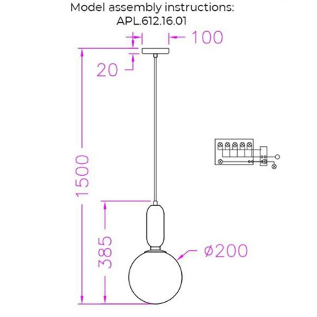 Светильник подвесной с лампочкой APLOYT APL.612.16.01+Lamps 