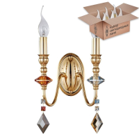 Бра Crystal Lux с лампочками MERCEDES AP2 GOLD/COLOR+Lamps E14 Свеча