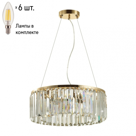 Подвесная люстра с лампочками Odeon Light Vassa 4987/6+Lamps E14 Свеча 