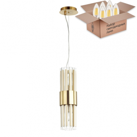 Подвесной светильник с лампочками Odeon Light Viketa 4786/2+Lamps E14 Свеча 