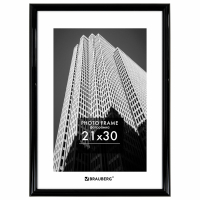Рамка 21х30 см небьющаяся, багет 14 мм, пластик, BRAUBERG "Original", черная, 391229 (391229)