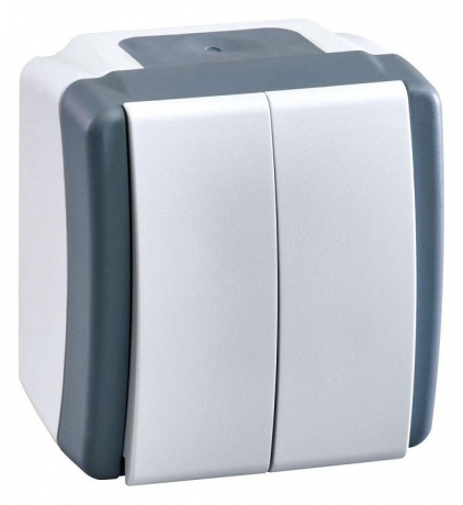 Выключатель двухклавишный влагозащищенный Mono Electric Octans IP54 154-020001-102 