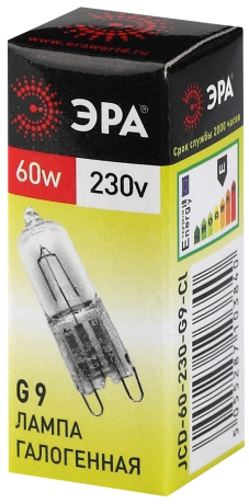 Лампа галогенная ЭРА G9 60W 2700K прозрачная G9-JCD-60-230V-CL C0027370 
