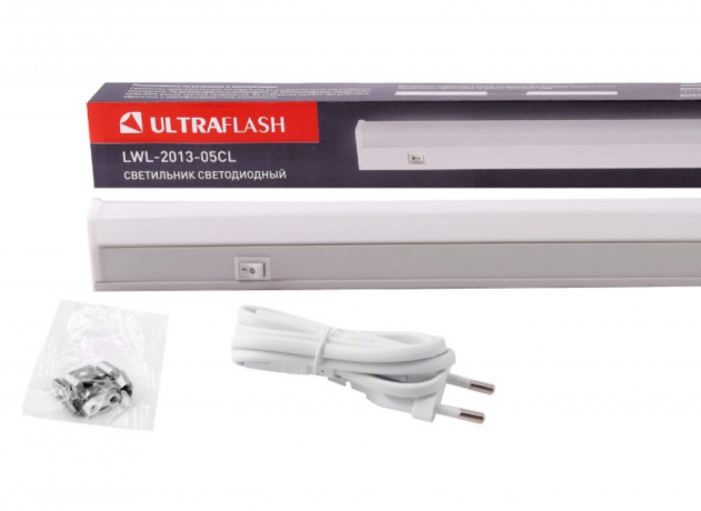 Светодиодный линейный светильник Ultraflash LWL-2013-5CL (20LED, 220В, 5W, с сетевым проводом) 12326 