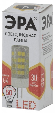 Лампа светодиодная ЭРА G4 5W 2700K прозрачная LED JC-5W-220V-CER-827-G4 Б0027857 