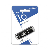 Флеш-диск 16 GB, SMARTBUY Glossy, USB 2.0, черный, SB16GBGS-K (512190)