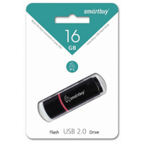 Флеш-диск 16 GB, SMARTBUY Crown, USB 2.0, черный, SB16GBCRW-K (512189)