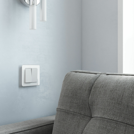 Выключатель двухклавишный без рамки Werkel белый матовый W1120061