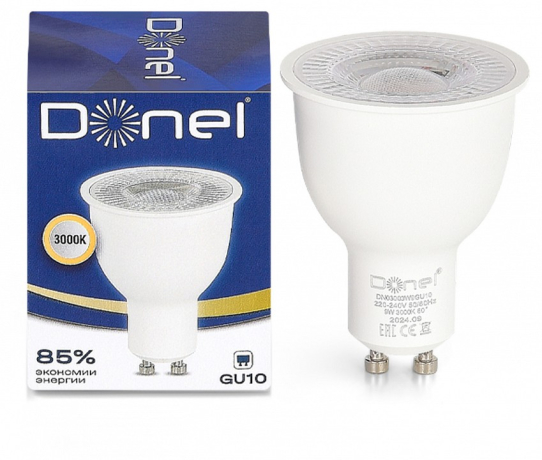 Лампа светодиодная Donel DN03 GU10 9Вт 3000K DN03003W9GU10 