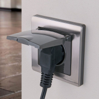 Розетка влагозащ. с зазем. с защит. крышкой и шторками (глянцевый никель) Werkel W1171202