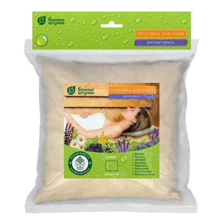 Нарушена упаковка! <297010> Подушка для бани травяная ''Антистресс'' 24*24 см ''Банные штучки'' 33447