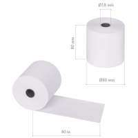 Нарушена упаковка! <198844> Чековая лента ТЕРМОБУМАГА 80 мм (диаметр 80 мм, длина 80 м, втулка 18 мм) КОМПЛЕКТ 6 шт., BRAUBERG, 110896 (110896)