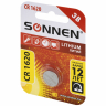 Нарушена упаковка!  <653224> Батарейка литиевая CR1620 1 шт. "таблетка, дисковая, кнопочная", SONNEN Lithium, в блистере, 455599 (455599)