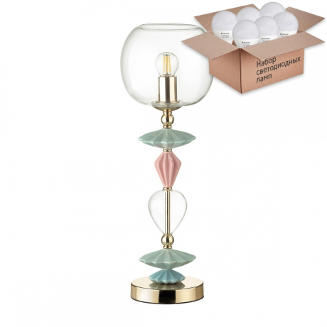 Настольная лампа с лампочкой Odeon Light Bizet 4855/1T+Lamps E14 P45 
