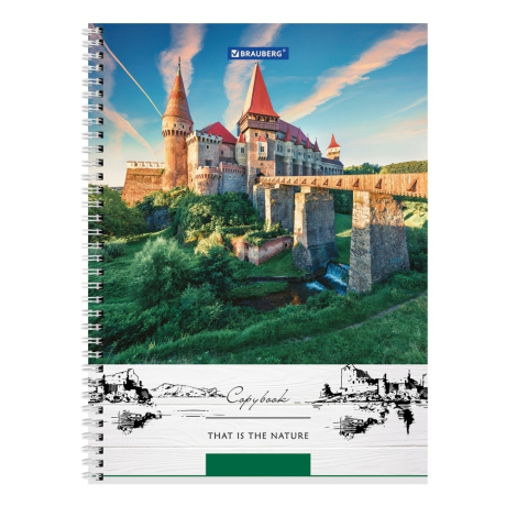 Нарушена упаковка!  <319647> Тетрадь А4, 80 л., BRAUBERG, гребень, клетка, обложка твердая, "Nature", 404054 (404054)