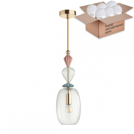 Подвесной светильник с лампочкой Odeon Light Bizet 4855/1B+Lamps E14 P45 