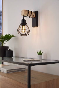 44078 Бра TOWNSHEND 5,1х60W(E27), L140, A240, H245, сталь, дерево, черный, коричневый Eglo