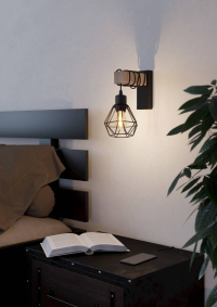 44078 Бра TOWNSHEND 5,1х60W(E27), L140, A240, H245, сталь, дерево, черный, коричневый Eglo