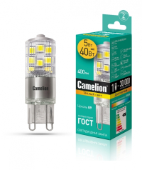 Нарушена упаковка! <189382> Светодиодная лампа G9 5W 3000K (теплый) G9 Camelion LED5-G9-NF/830/G9 (13704)