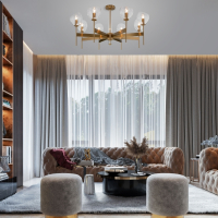 Умная люстра на штанге с управлением Wi-Fi Eurosvet 60130/8 латунь Smart (a060132)