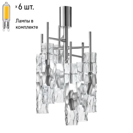 Люстра на штанге с лампочками CRYSTAL LUX Primavera PL6 Chrome+Lamps 