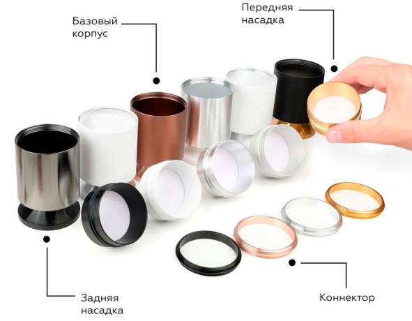 Корпус светильника накладной для насадок D60mm Ambrella light Diy Spot C6301 