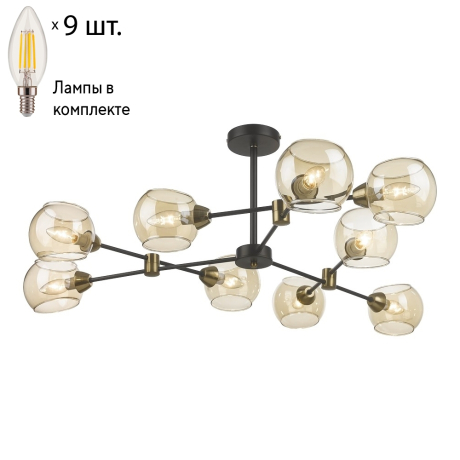 Люстра на штанге с лампочками Velante 249-023-09+Lamps E14 Свеча 