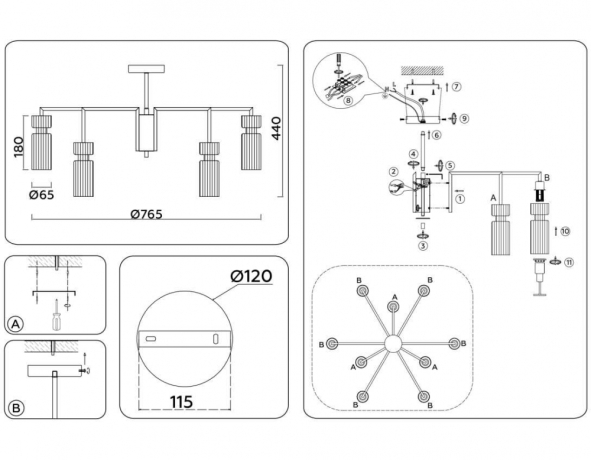 Подвесная люстра Ambrella light High Light LH56117 