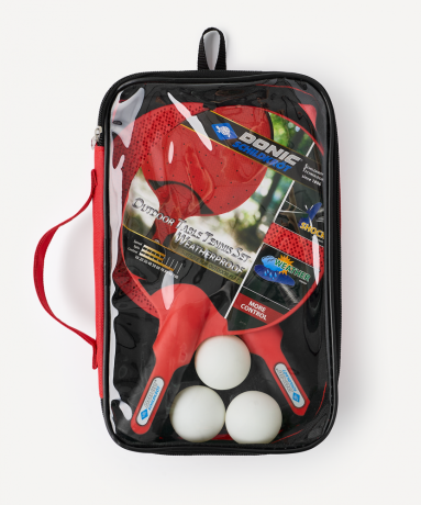 Нарушена упаковка!  <772248> Набор для настольного тенниса Outdoor Weatherproof, 2 ракетки, 3 мяча, чехол Donic ЦБ-00004524
