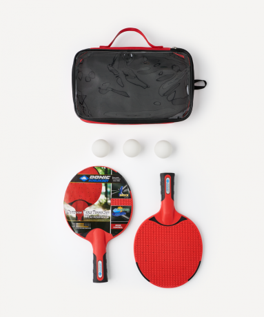Нарушена упаковка!  <772248> Набор для настольного тенниса Outdoor Weatherproof, 2 ракетки, 3 мяча, чехол Donic ЦБ-00004524
