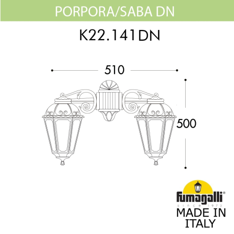 K22.141.000.AXF1R DN Светильник уличный настенный Fumagalli Porpora/Saba Dn