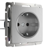 Розетка с заземлением, без рамки Werkel серебряный рифленый W1171009 