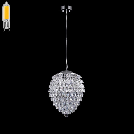 Подвесной светильник с лампочками CRYSTAL LUX CHARME SP4 CHROME/TRANSPARENT+Lamps 