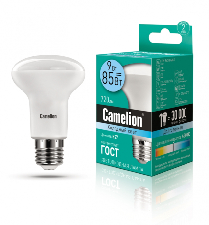 Светодиодная лампа E27 9W 4500К (белый) R63 Camelion LED9-R63/845/E27 (13475) 