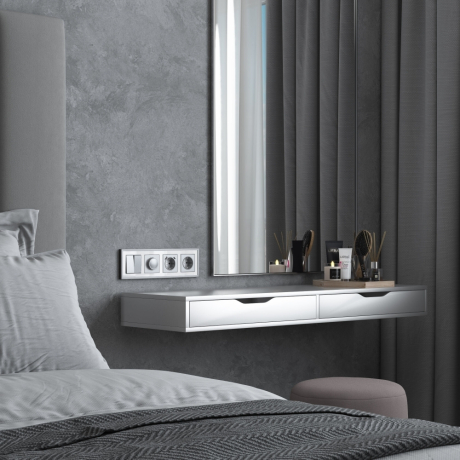 Рамка на 4 поста Baguette (белый/серебро) W0042850 Werkel 