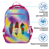 Ранец BRAUBERG QUADRO, 3 отделения, с брелком, "Plumage", 37х28х18 см, 229953 (229953)